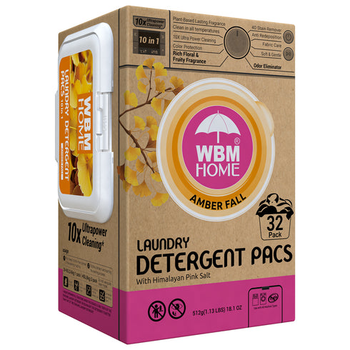 WBM HOME Laundry Pods | AmberFall, 32 Count